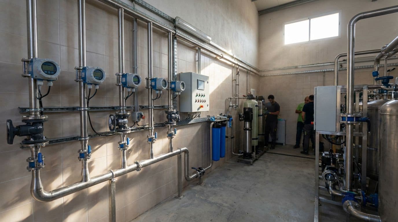 LoRaWAN water meter and gateway connected to a ChirpStack network server